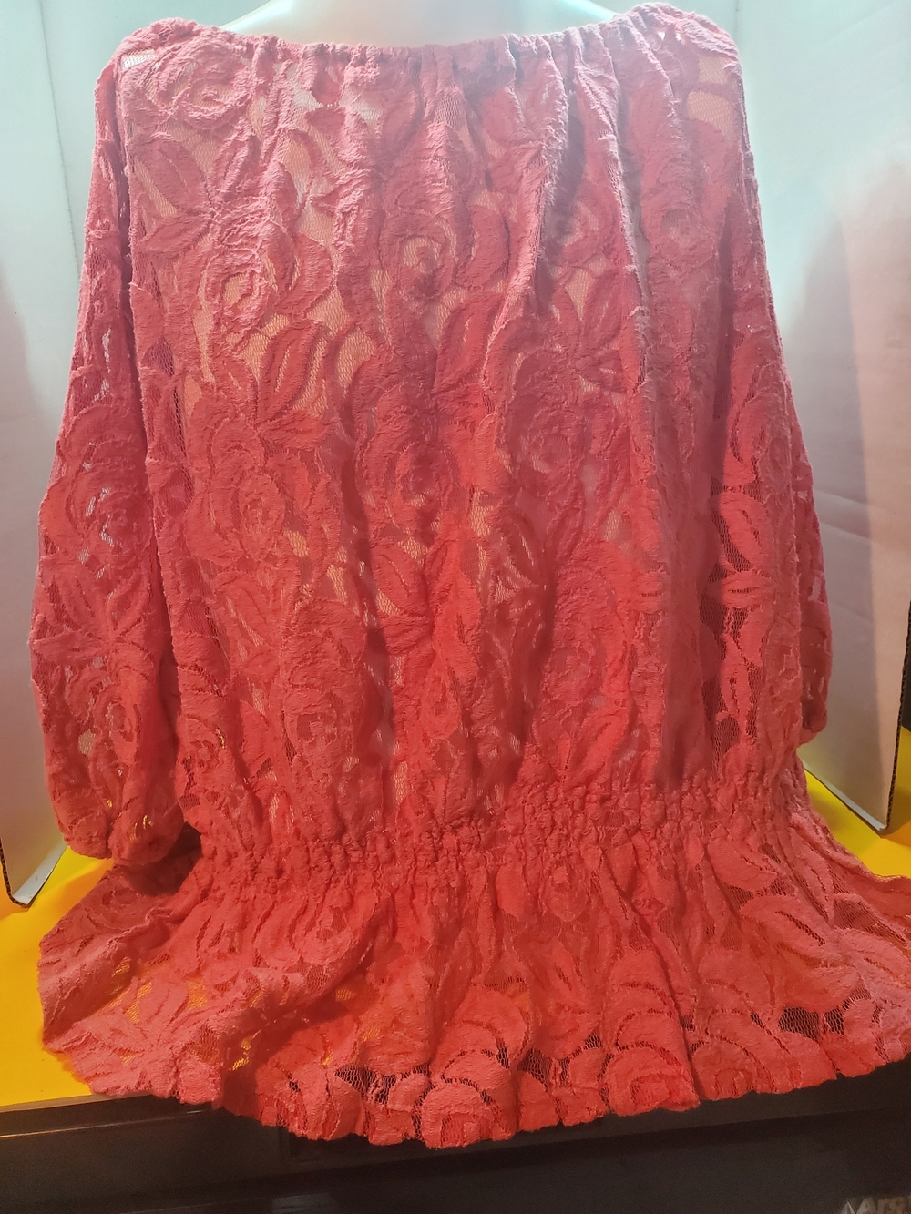 Avenue Coral Lace Off-Shoulder Blouse